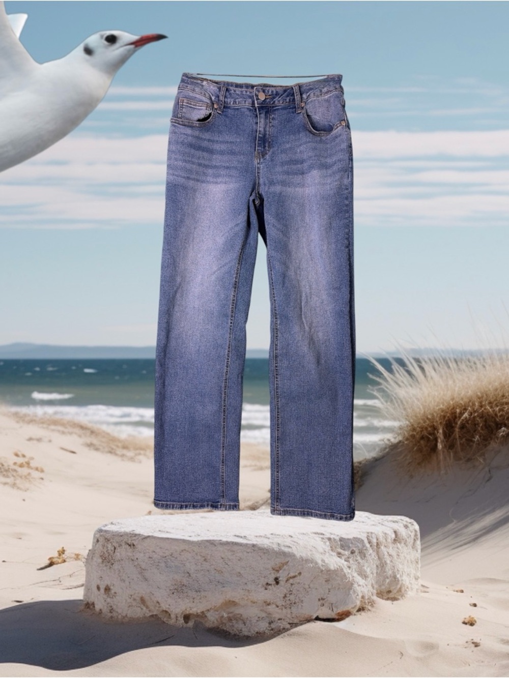 Flamingals Jeans Women's Size L/30 Blue Mid-Rise Denim